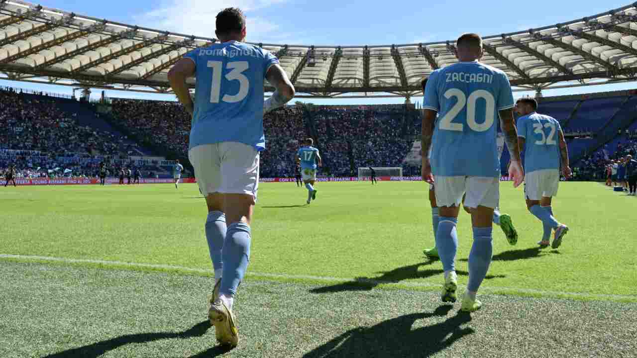 I calciatori della Lazio all'Olimpico di Roma