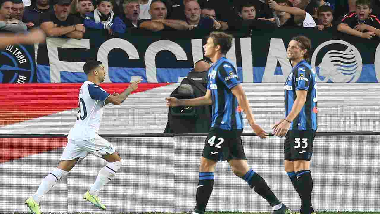 Zaccagni festeggia il goal a Bergamo