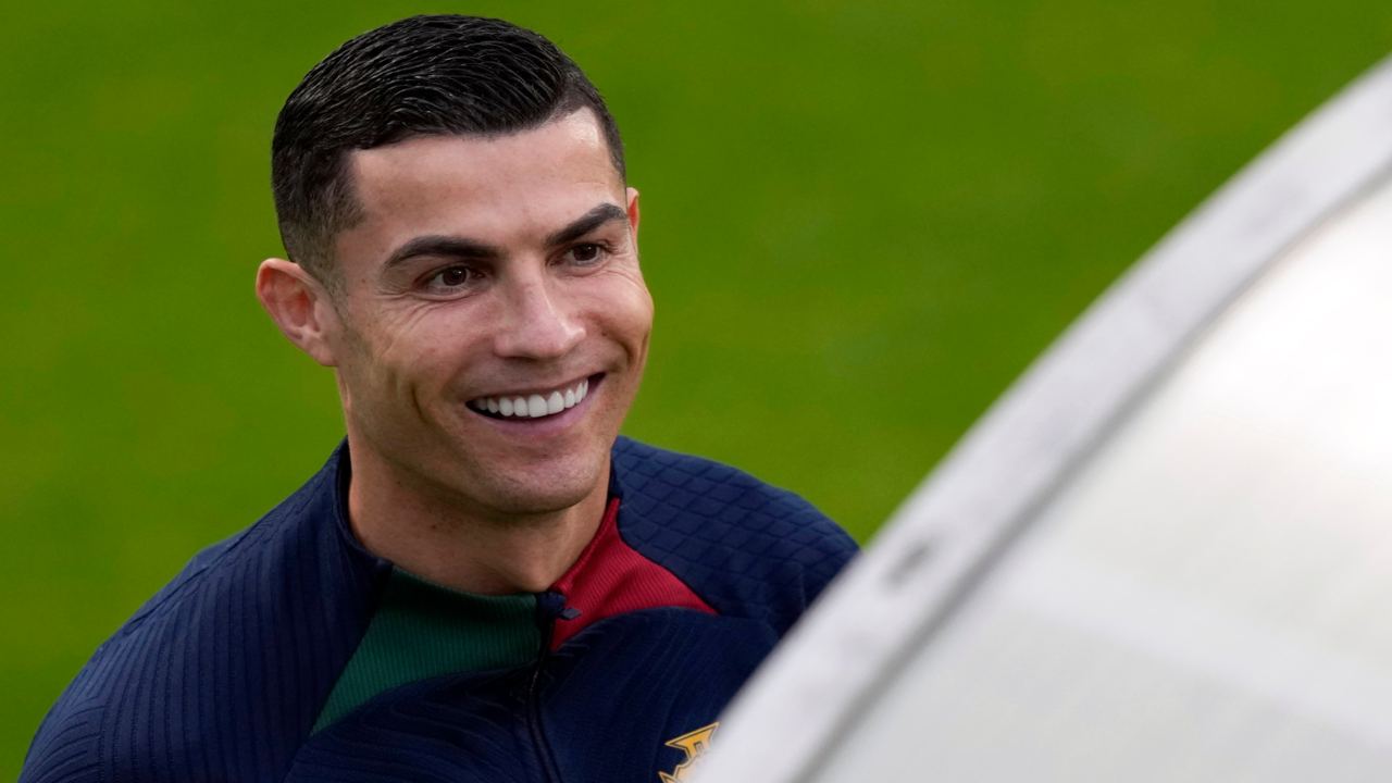 Cristiano Ronaldo in allenamento con il Portogallo