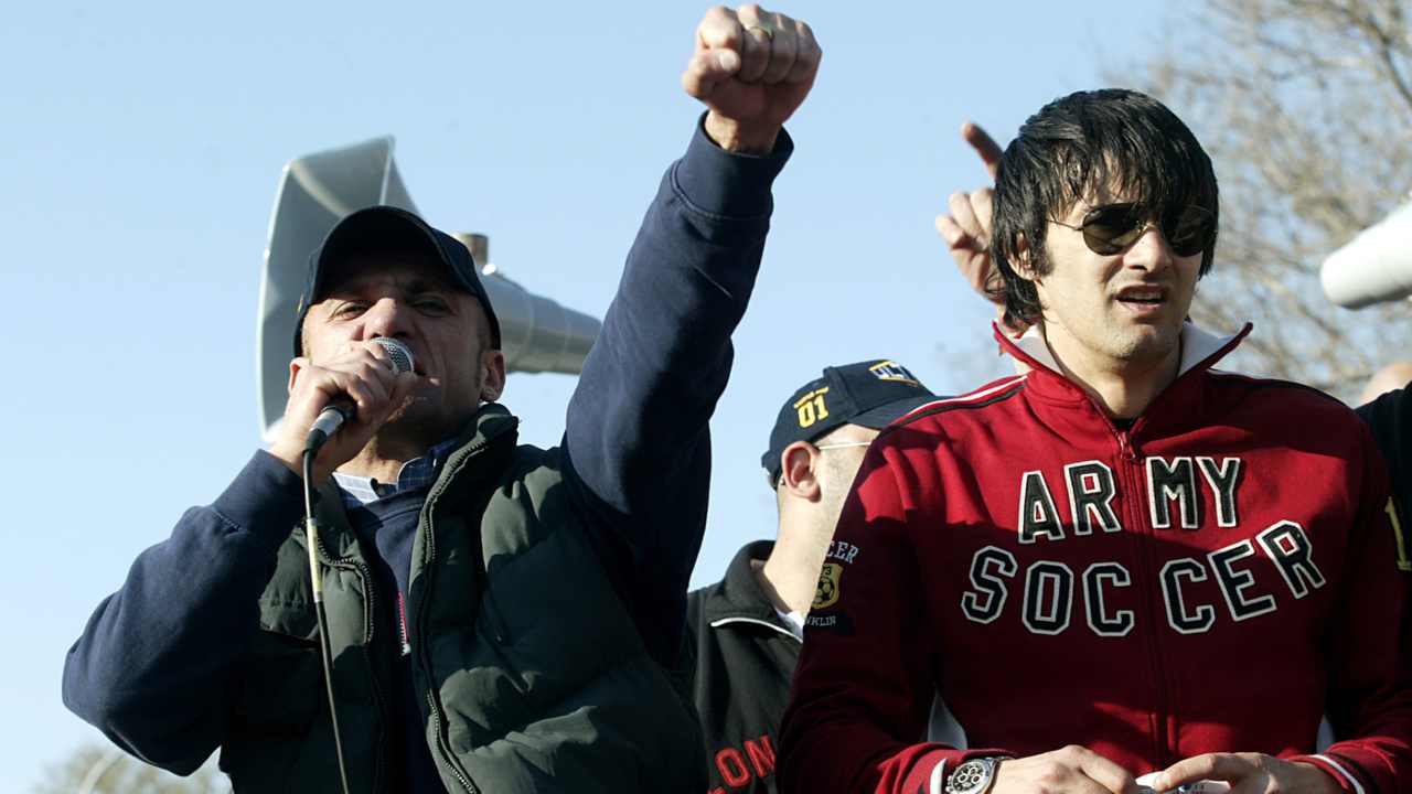 Fabrizio Piscitelli durante la manifestazione nazionale degli Ultras