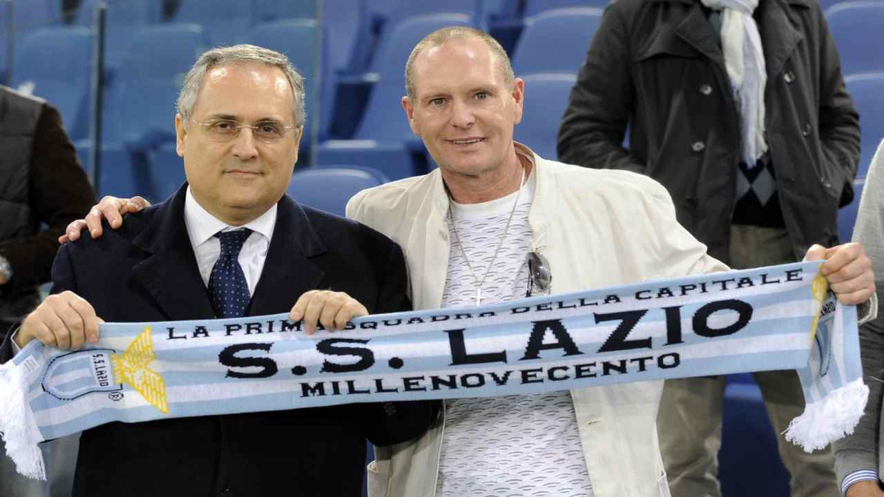 Paul Gascoigne all'Olimpico con Claudio Lotito