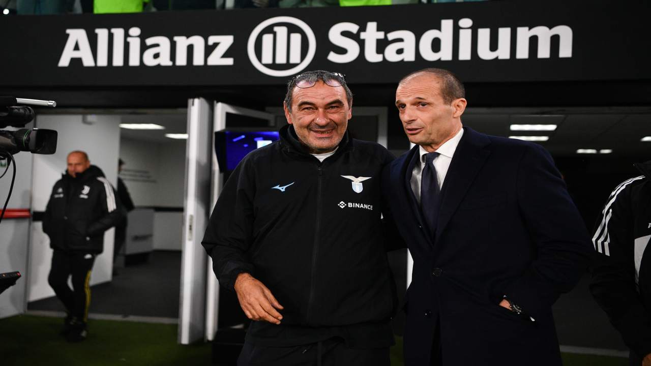 Sarri e Allegri prima di Juventus-Lazio.
