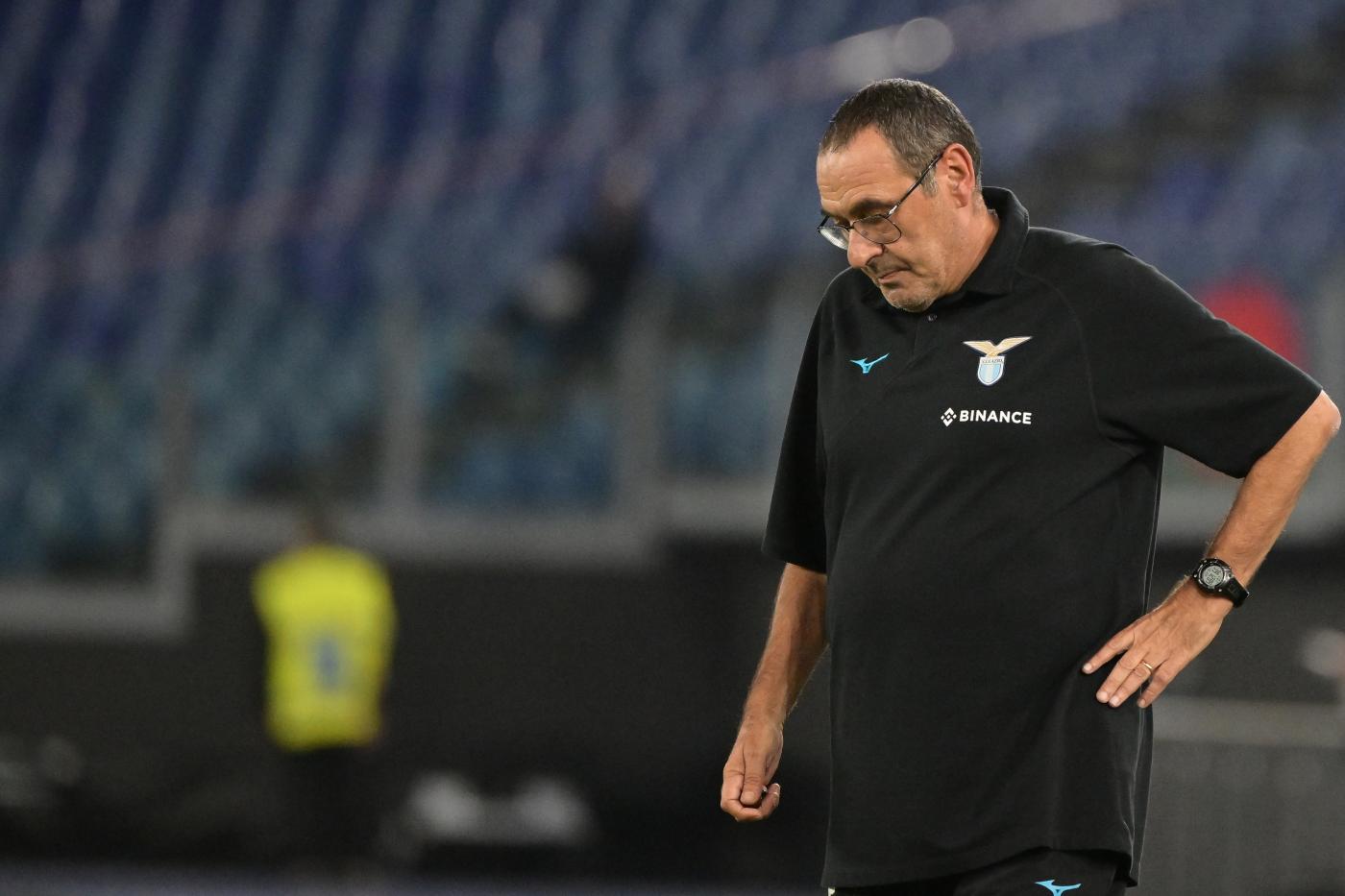 Maurizio Sarri deluso durante una partita