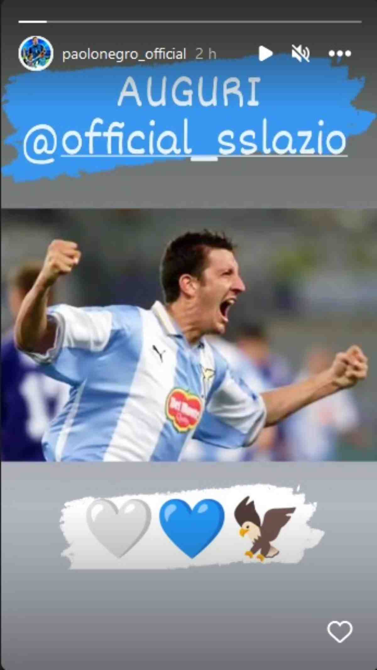 Gli auguri alla Lazio di Negro