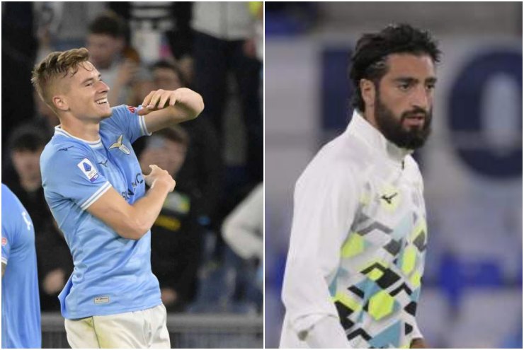 Toma Basic e SSamuel Gigot con la maglia della Lazio 