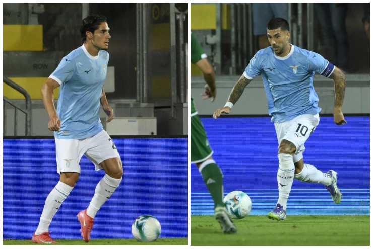 Matteo Cancellieri e Mattia Zaccagni con la maglia della Lazio 