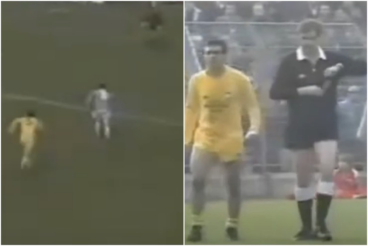 Ruben Sosa, attaccante della Lazio degli anni 90, protesta con l'arbitro Pairetto durante Como-Lazio