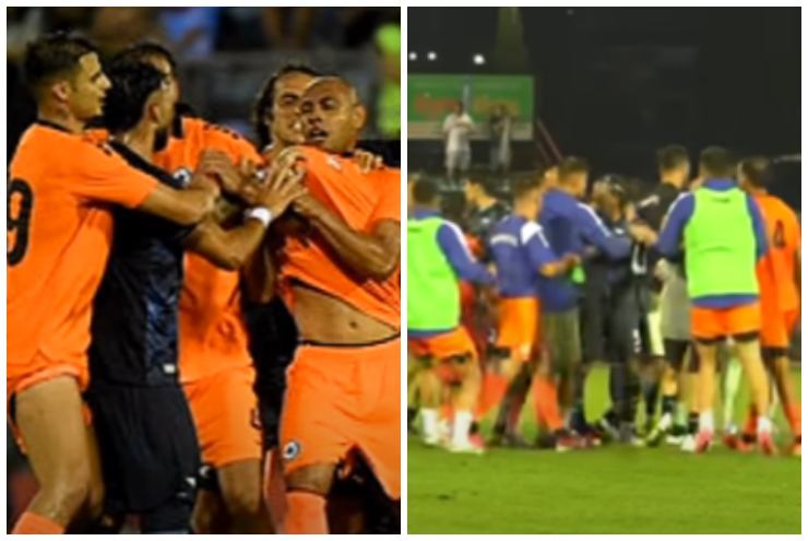 Rissa in campo durante Lazio-Atromitros