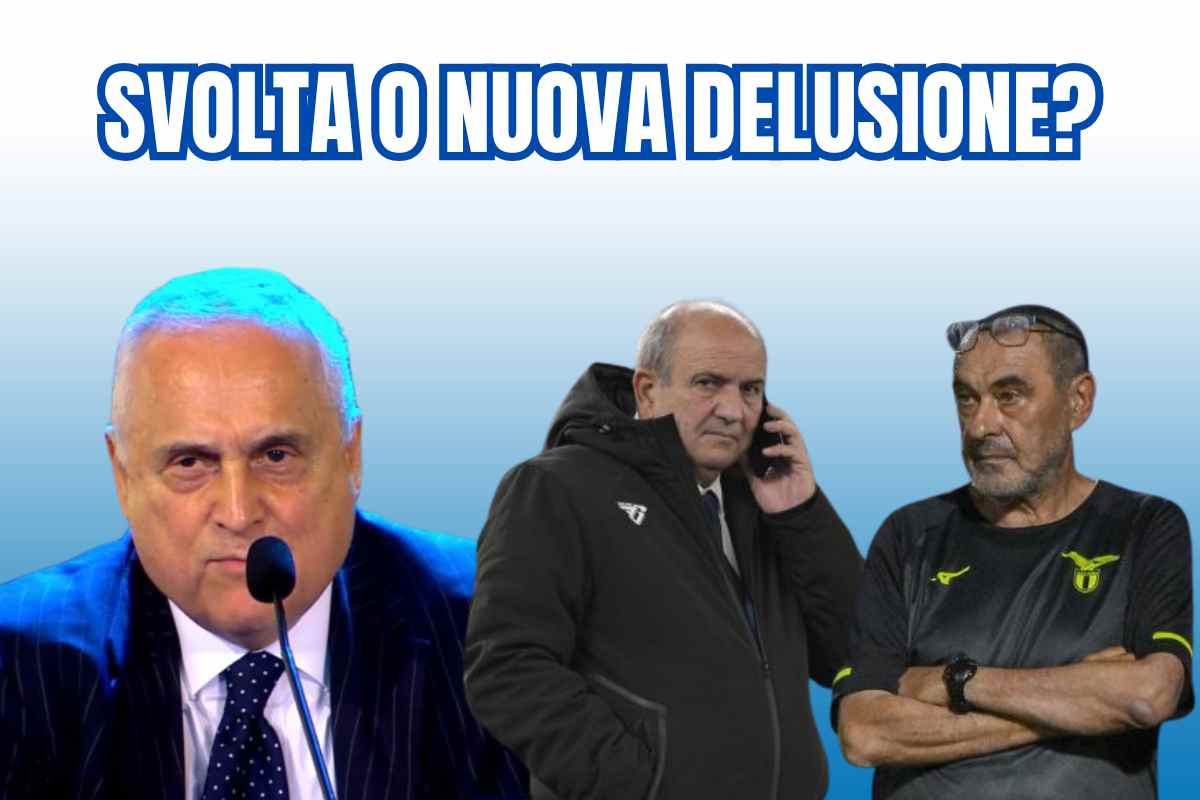 Il presidente della Lazio Lotito, il esse Fabiani e il tecnico Sarri 