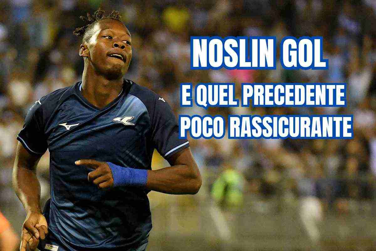 L'esultanza di Noslin dopo il gol all'Atromitros