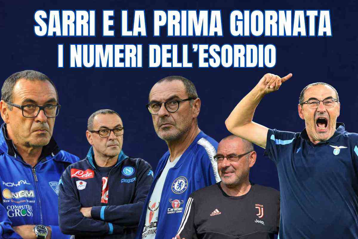 Sarri in panchina con Empoli, Napoli, Chelsea, Juve e Lazio 