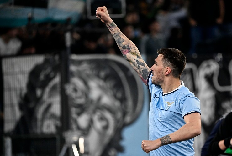 Alessio Romagnoli dopo il gol segnato alla Roma