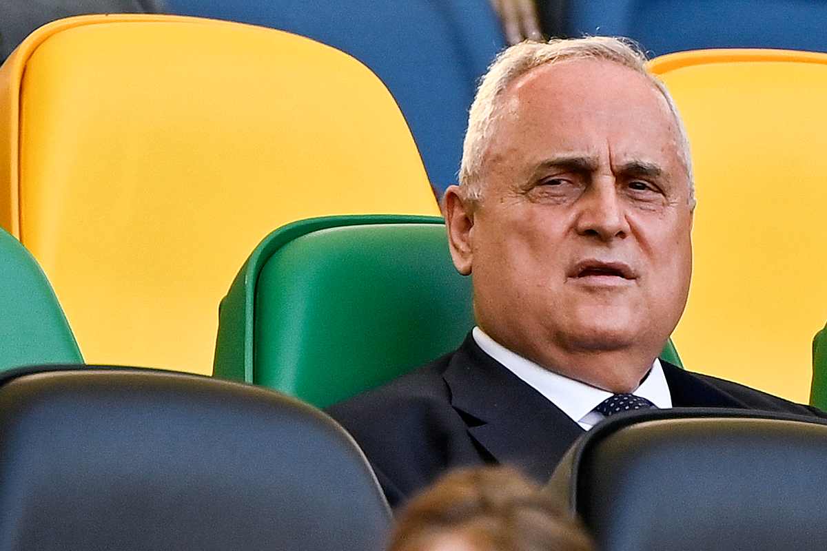 Il presidente Claudio Lotito mentre è allo stadio Olimpico