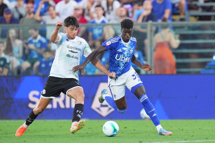 Assane Diao durante la gara di coppa Italia con il Sudtirol