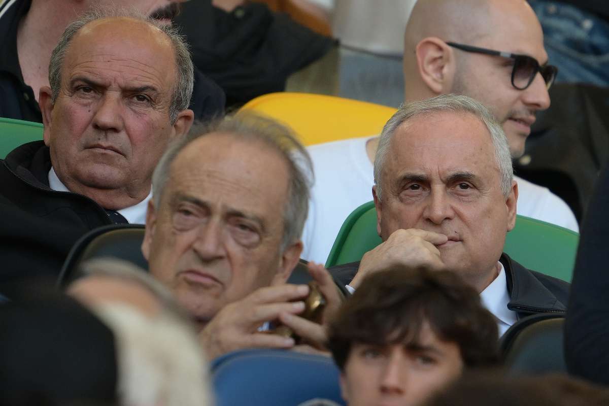 Lotito e Fabiani allo stadio Olimpico prima di una gara