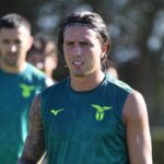 Luca Pellegrini durante l'allenamento a Formello