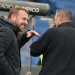 Lazio-Verona i due tecnici Sarri e Zanetti mentre si salutano