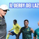 Sarri e i tre laziali in campo al derby