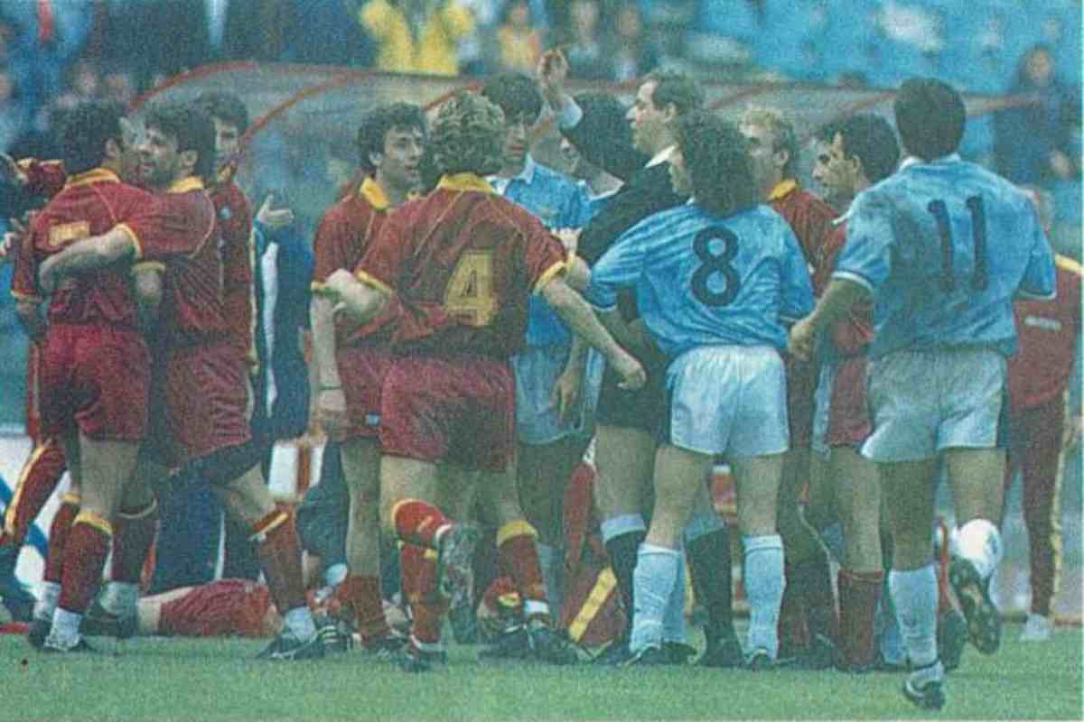 La rissa nel derby dell'aprile del 1991