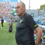 Maurizio Sarri in panchina al Mapei Stadium