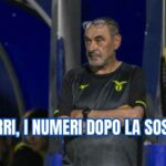 Sarri in panchina durante una gara della Lazio