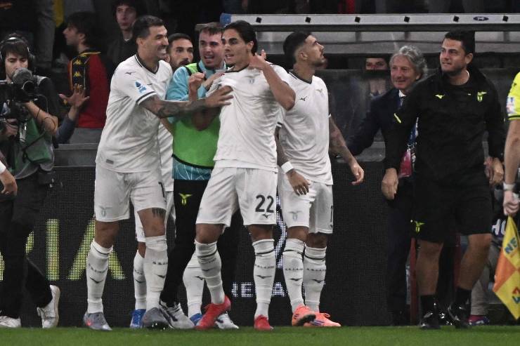 Cancellieri che esulta dopo la rete segnata al Genoa