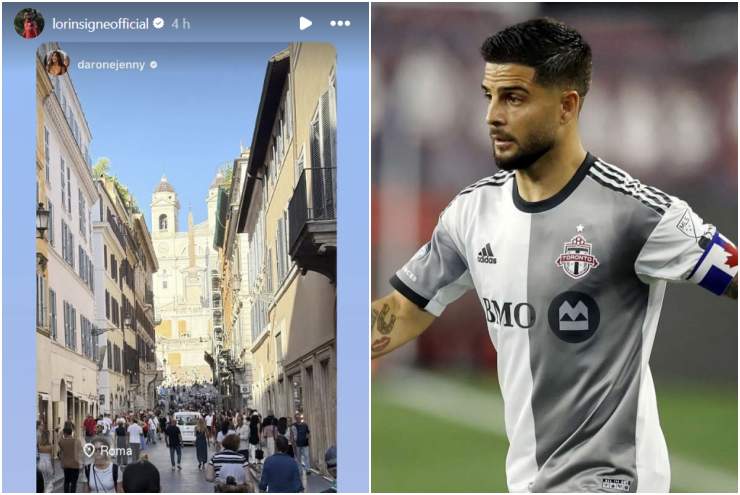Lorenzo Insigne in camnpo e nella foto scattata a Roma