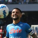 Lorenzo Insigne mentre gioca con la maglia del Napoli