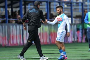 Lorenzo Insigne e Maurizio Sarri ai tempi in cui erano insieme al Napoli