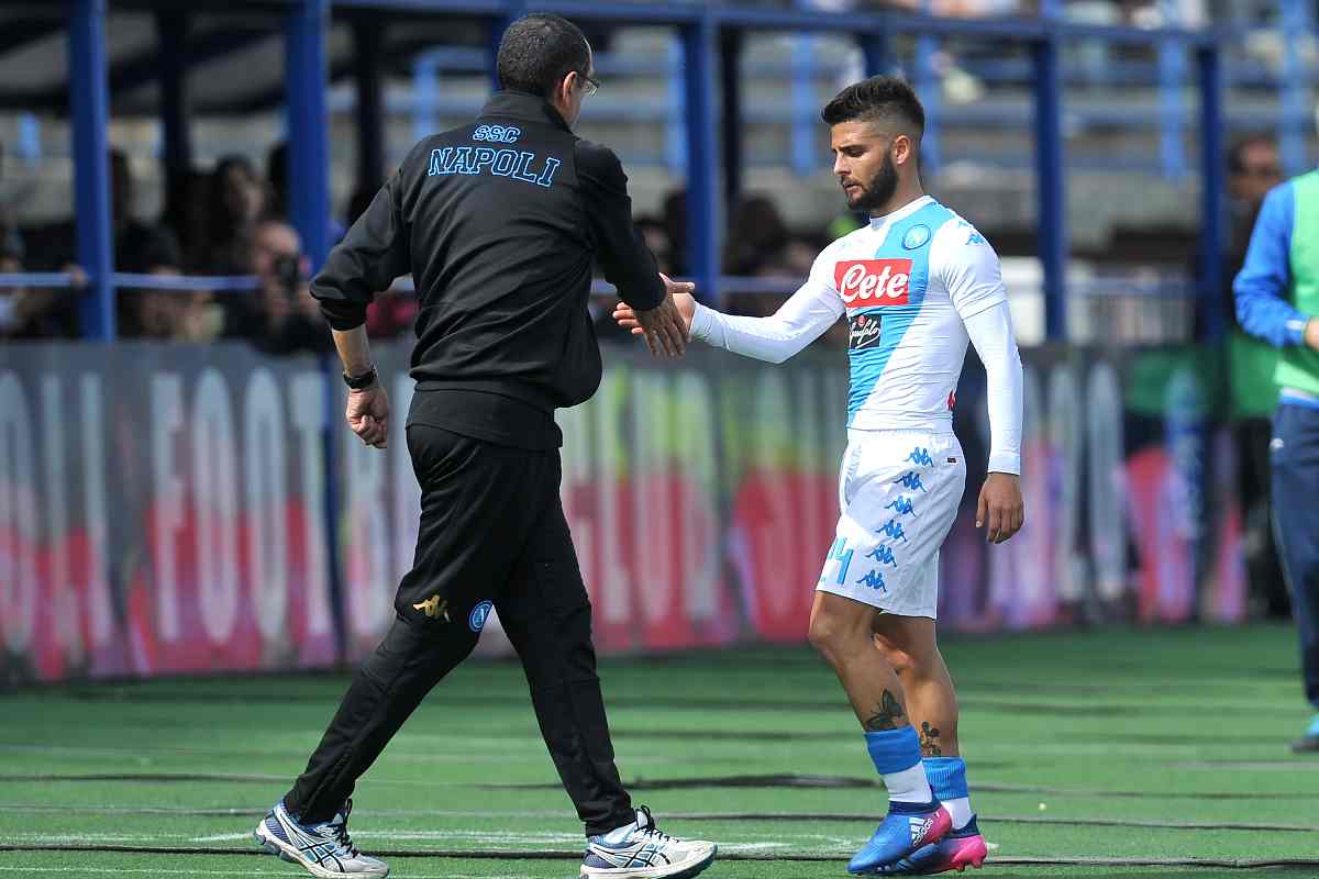 Lorenzo Insigne e Maurizio Sarri ai tempi in cui erano insieme al Napoli