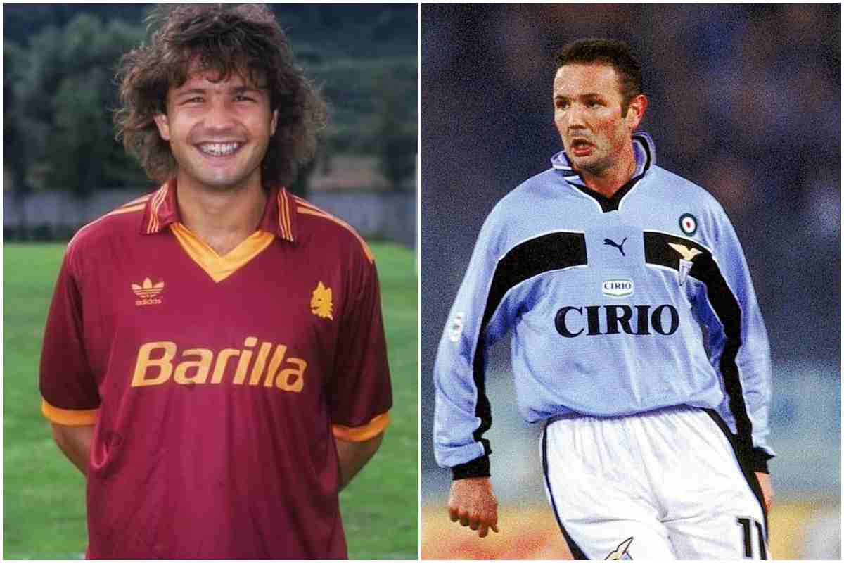 Mihajlovic con le maglie di Roma e Lazio