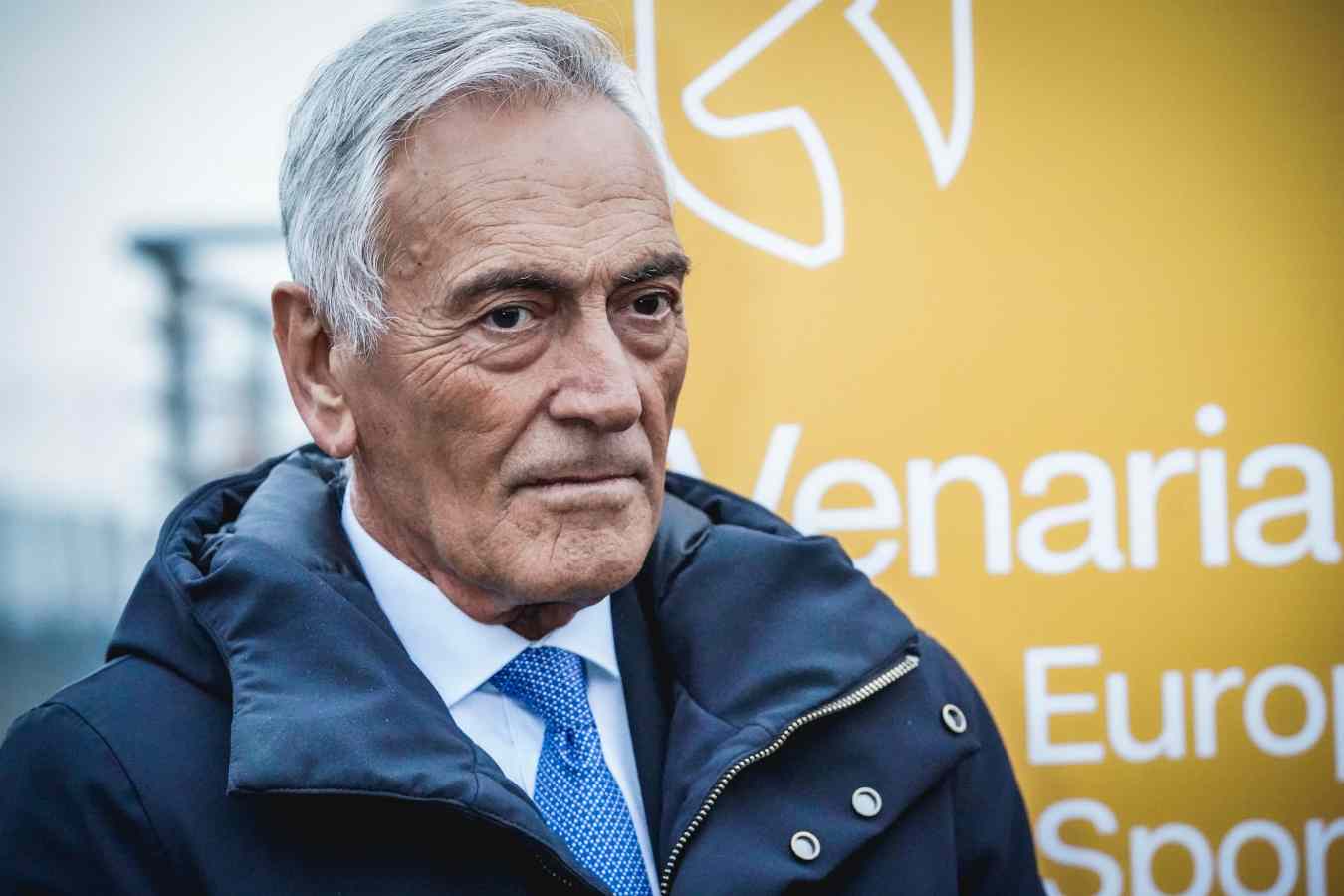 Gabriele Gravina presidente Figc durante l'inaugurazione dei lavori destinati al nuovo Centro Sportivo Federale della Figc a Venaria. Torino